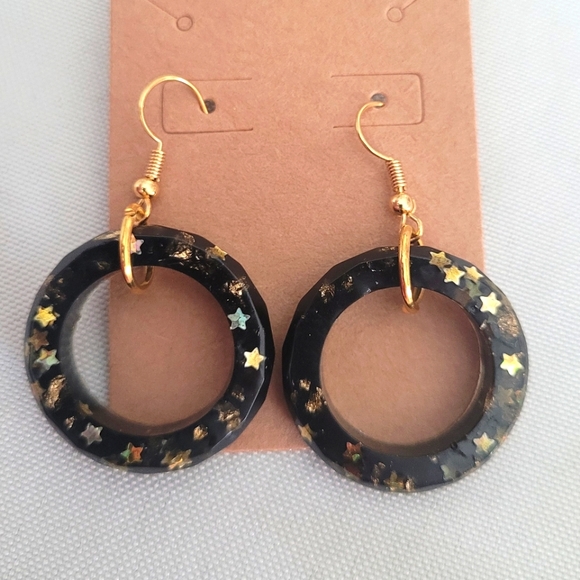 Jewelry - Black Hoops w/ stars